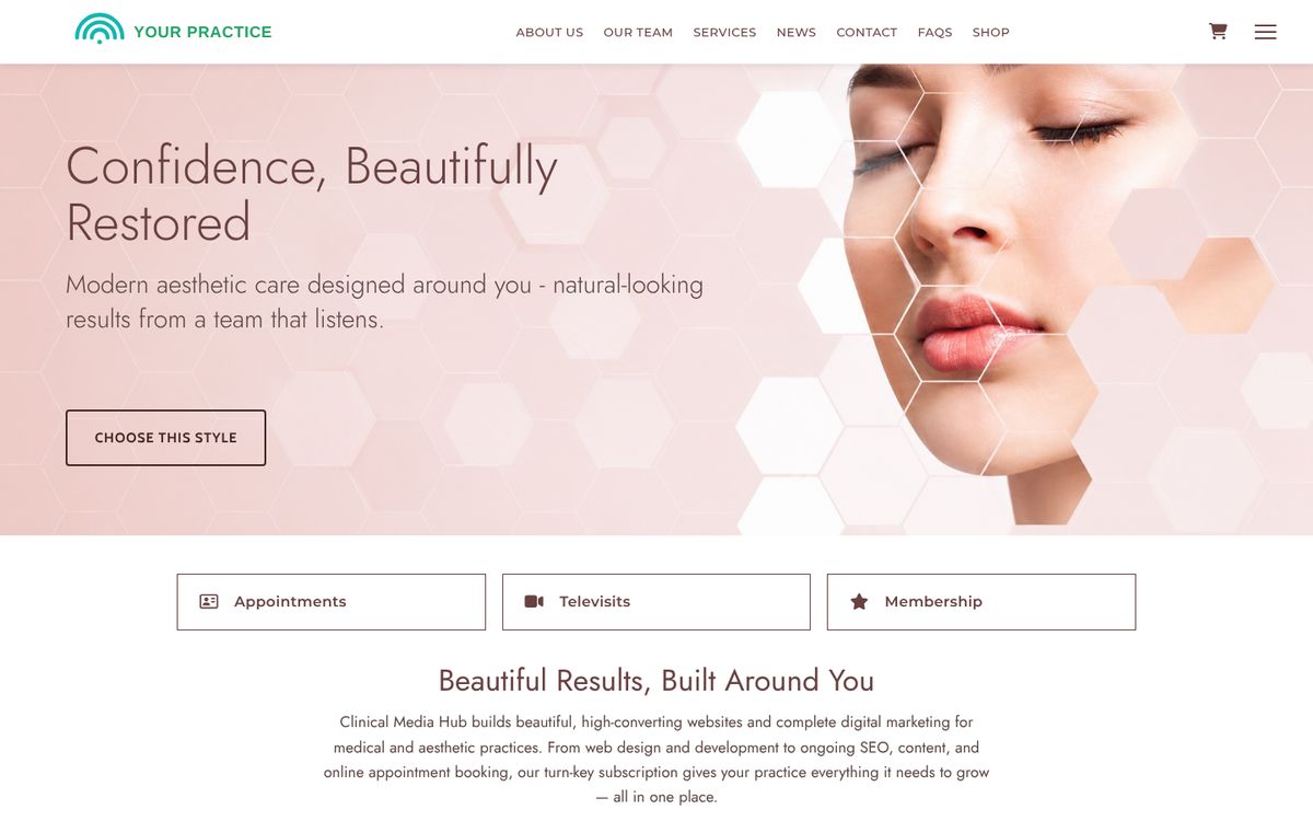 Elegant & Aesthetic design, desktop view